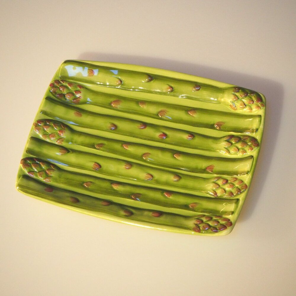 Ceramic Handpainted Asparagus Plate by Jennifer Brinley